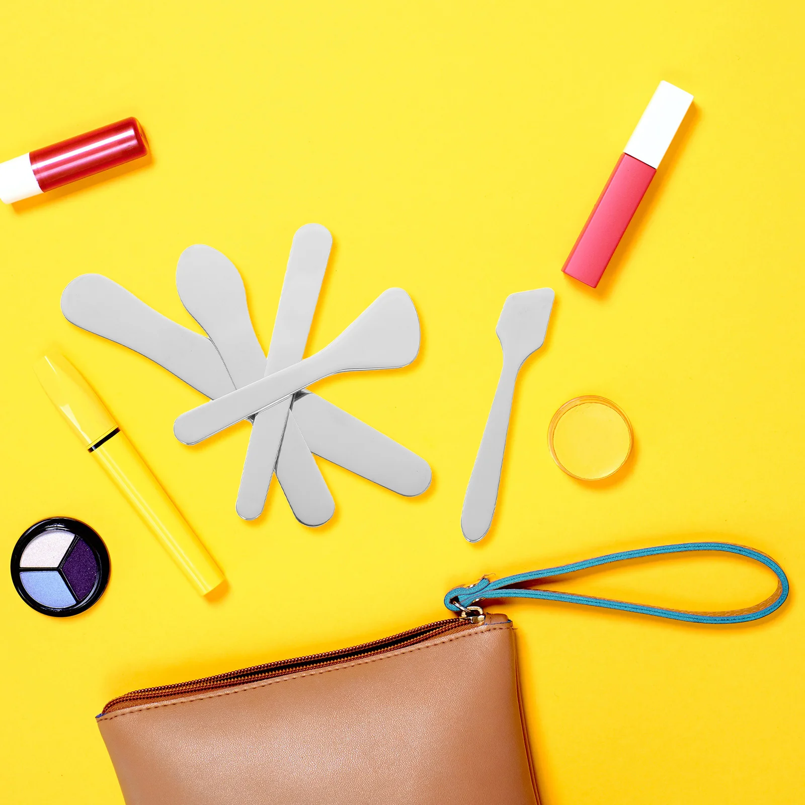 

5pcs Stainless Steel Skincare Spatula Set Metal Tools For Creams Masks Eye Products Portable Face Mask Applicator Tool