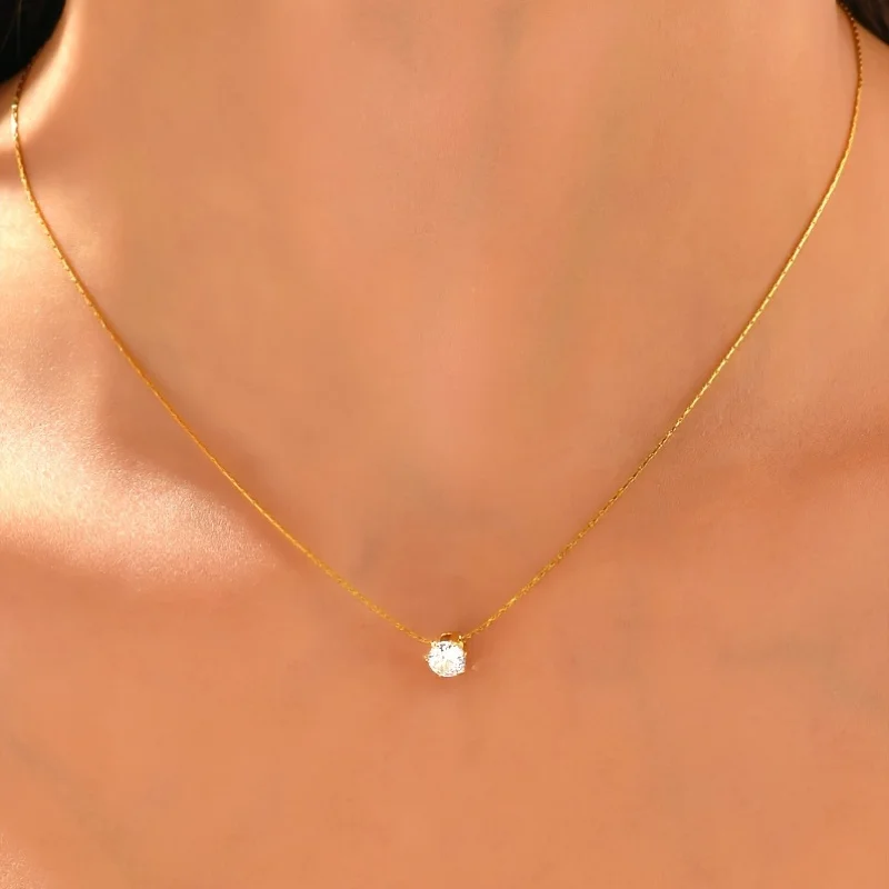 ASONSTEEL Korean Fashion Stainless Steel Shiny Cubic Zirconia Pendant Necklace Cast Delicate for Women Choker Necklace Jewelry