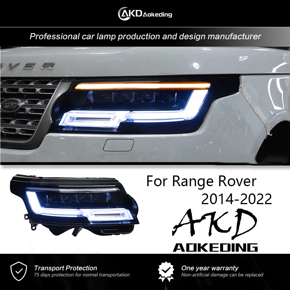 AKD Head Lamp For Range Rover Headlights Lens 2014-2022 DRL H7 LED Bi Xenon Bulb Assembly upgrade Dynamic Signal Accessories