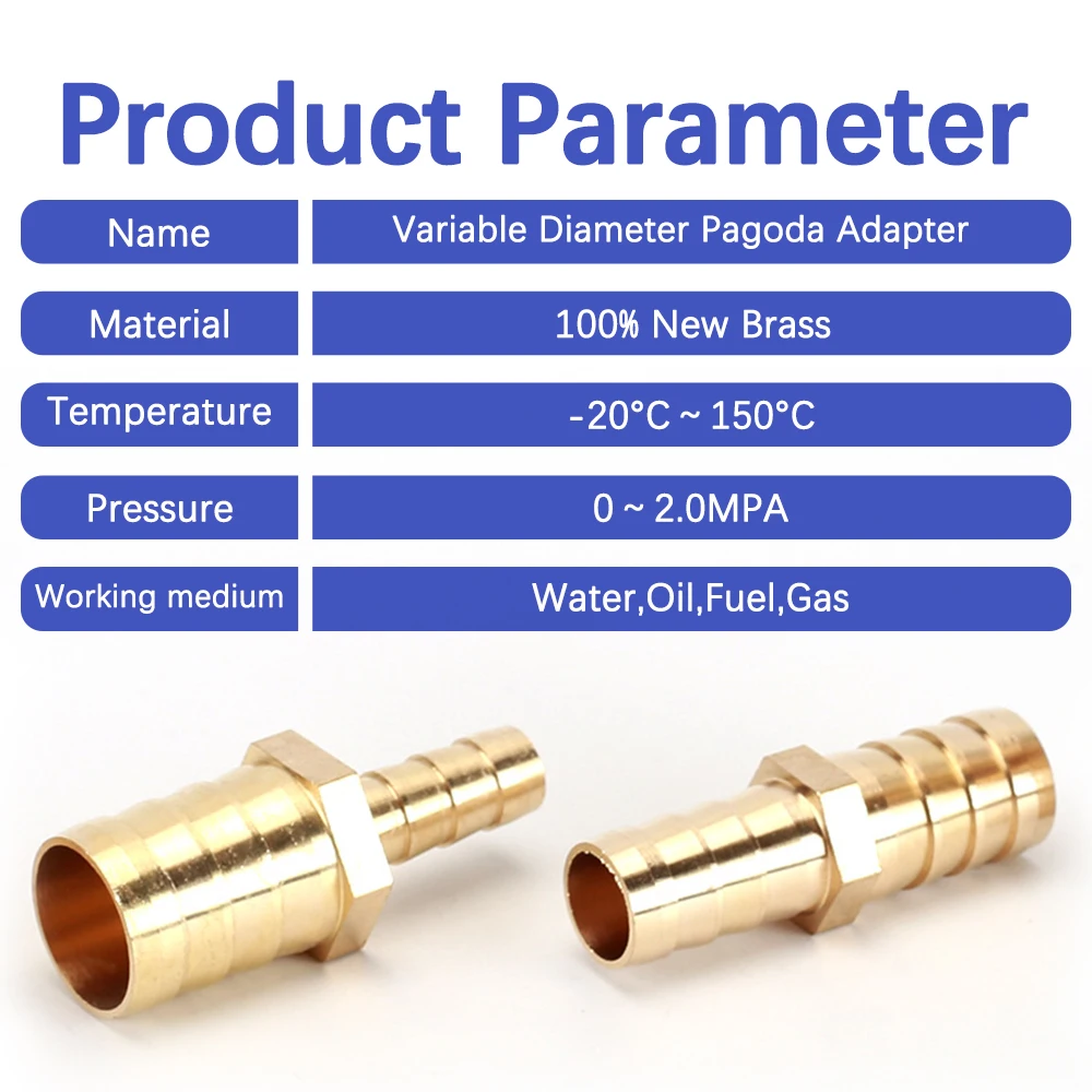 Brass Type Plug Variable Diameter Pagoda 6/8/12/14/16/18/19/19/3/4/5/6/8/10-16mm Reducing Conversion Hose Connector