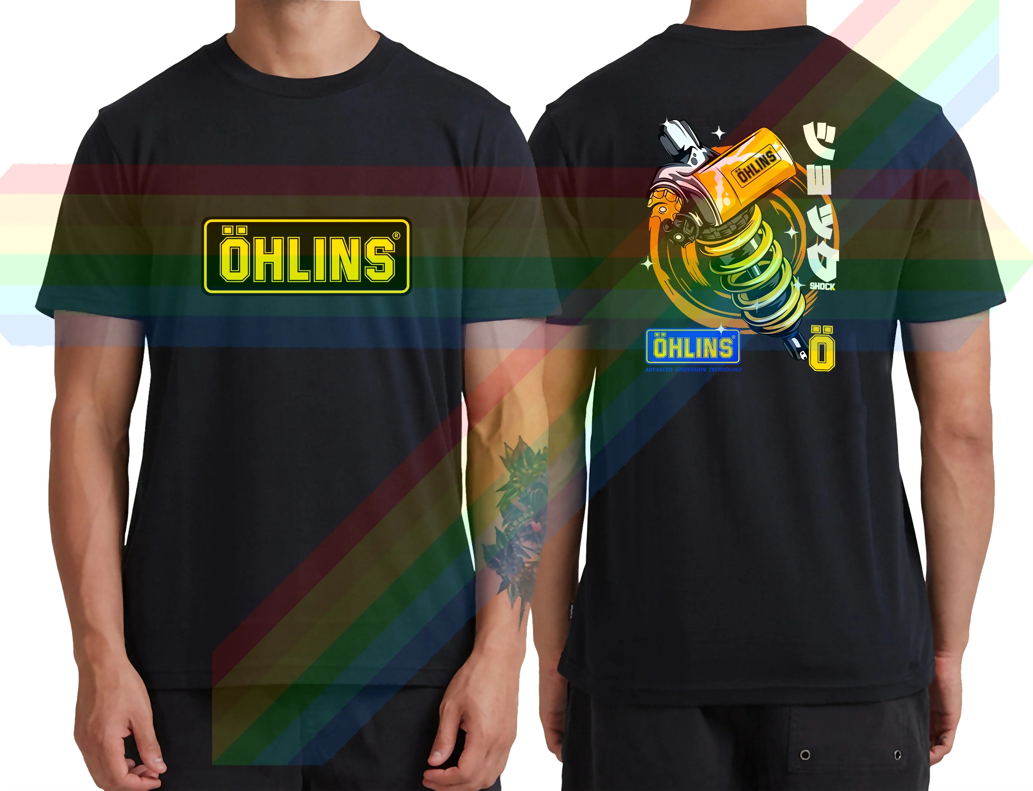 

RXF34 M.2 Men's Unique Ohlins Sports Racing T-Shirt Pure Cotton Casual Shock Ohlins Comfortable and Popular TeeNO.1