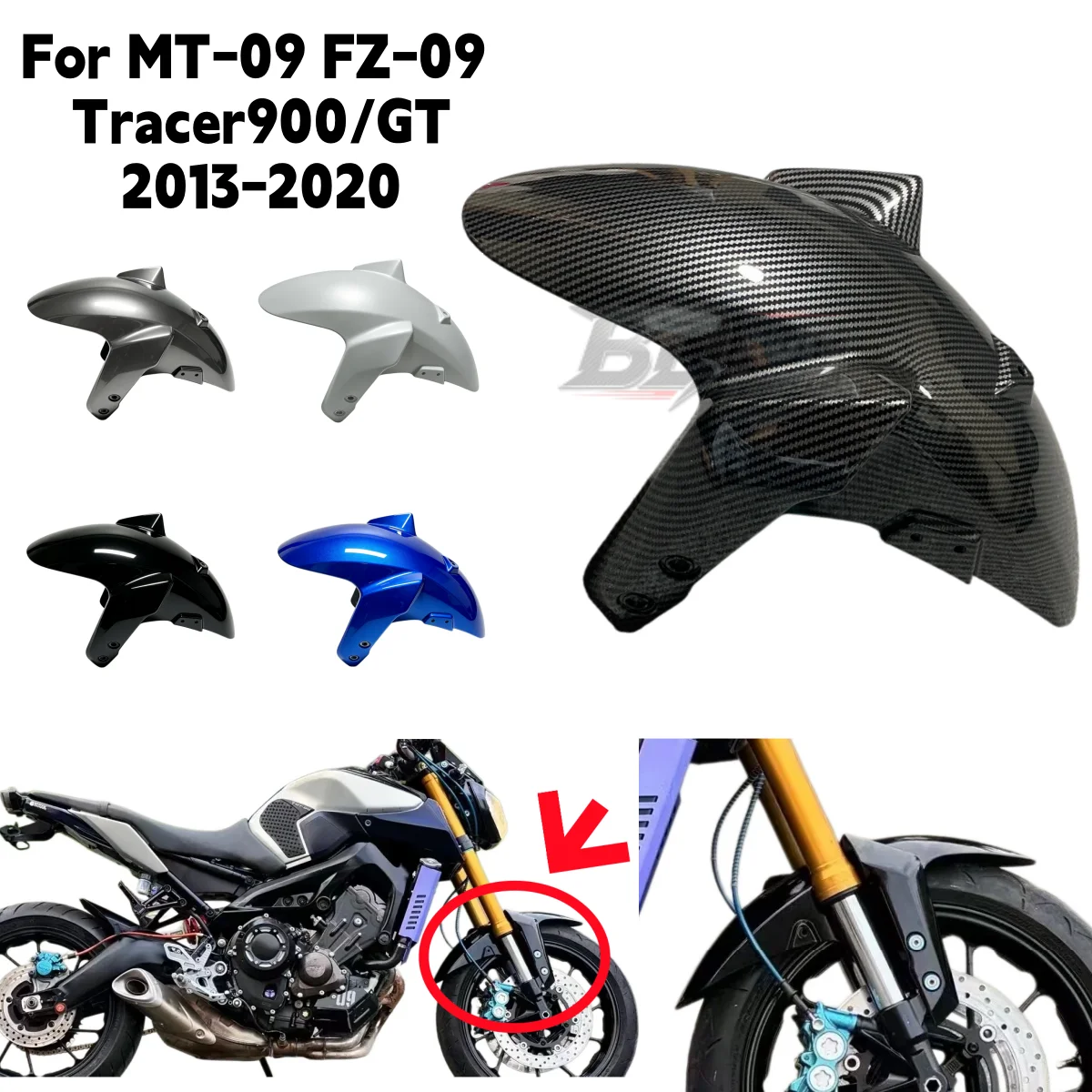 For Yamaha MT09 MT-09 FZ09 Tracer 900 GT 2013 2014 2015 2016 2017 2018 2019 2020 Front Fender Mudguard Cover Cowl Panel Fairing