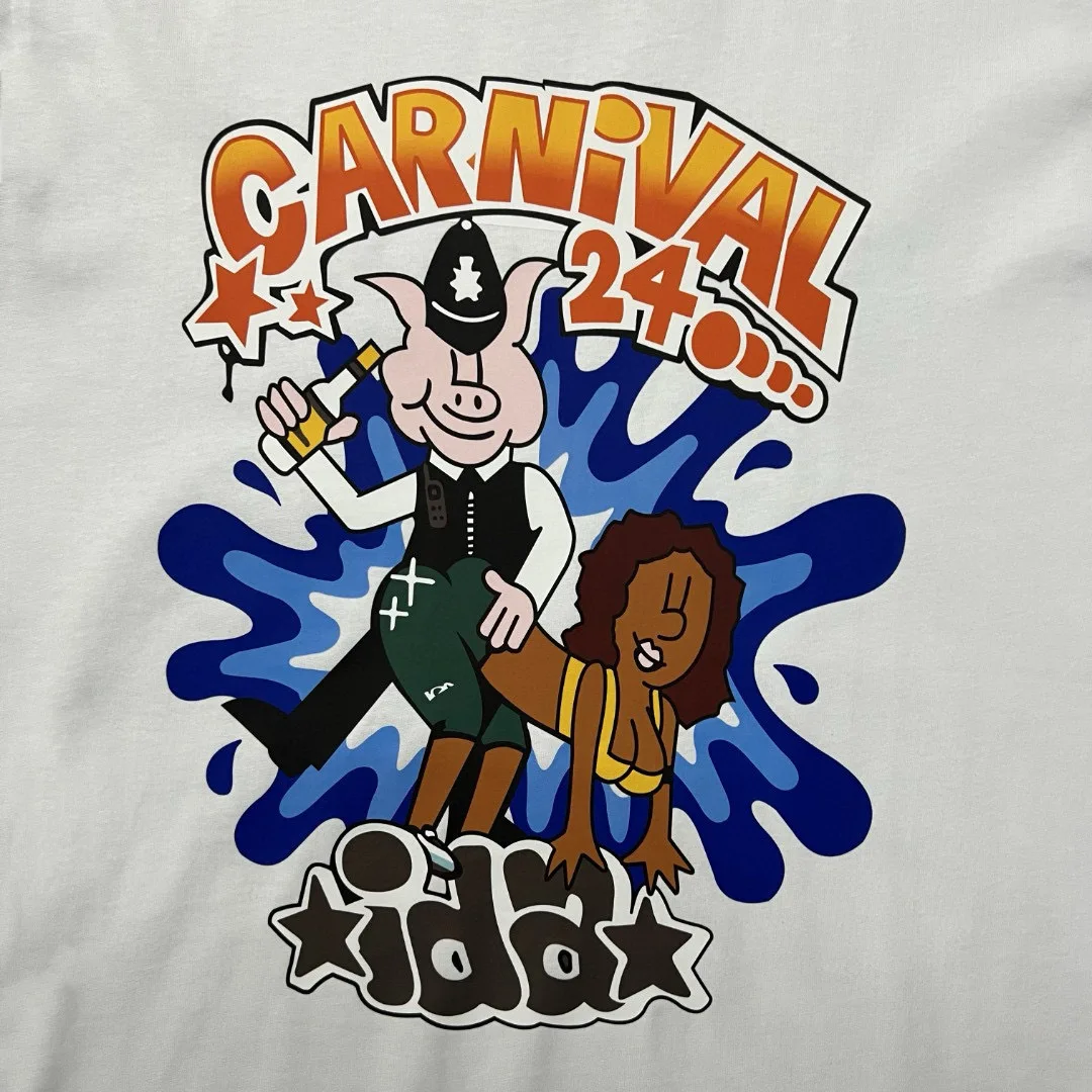 Ida americano streetwear diversão impressão de manga curta verão nova chegada americano oversized unisex casal tripulação pescoço camiseta