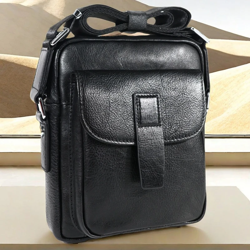 New Genuine Leather Men's Backpack Top Layer Cow Leather Casual Versatile Vertical Mini One Shoulder Messenger Bag сумка