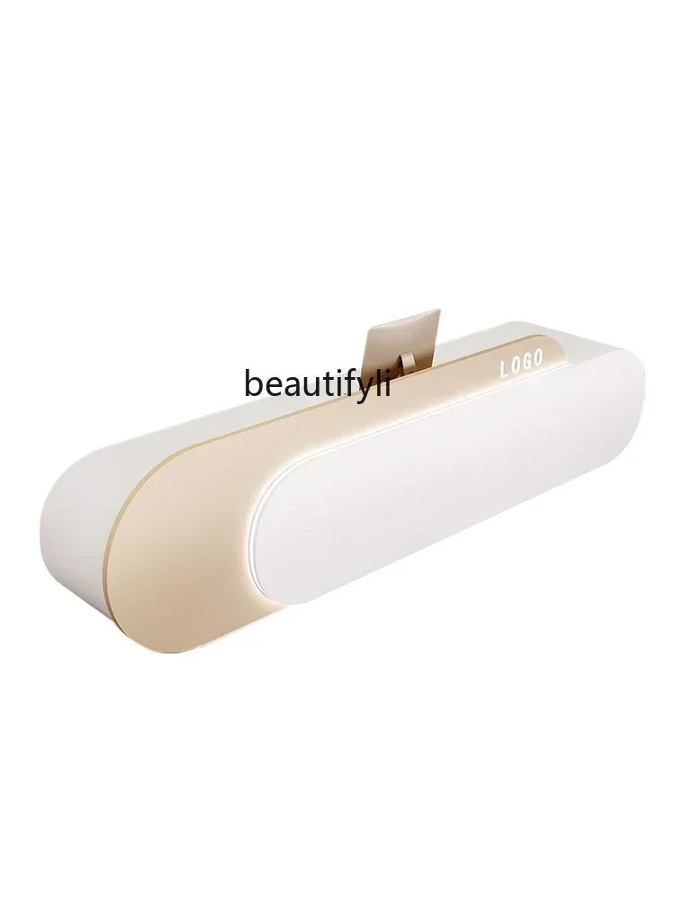 cc182RR1 Light Luxury Cream Style Beauty Salon Bar Silver Desk Clothing Store Company Reception Table Reception