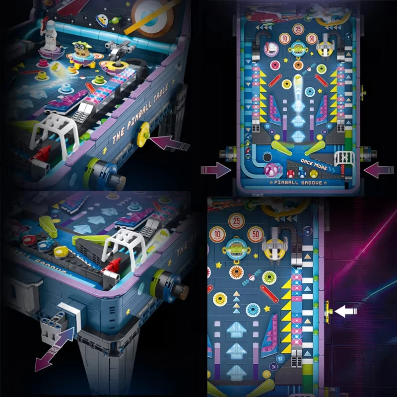 

2309 Pcs GULY60526 3D Retro Space Pinball Game Table Building Blocks with Lights Music City DIY Toy for Girls Boys Birthday Gift