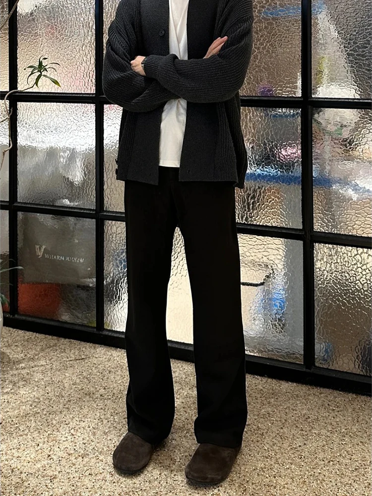 

Bla Thiened Woolen Trousers Men's Autumn Winter Fce Lined American Sle Knife Pants Drapey High End Feeling Flar...