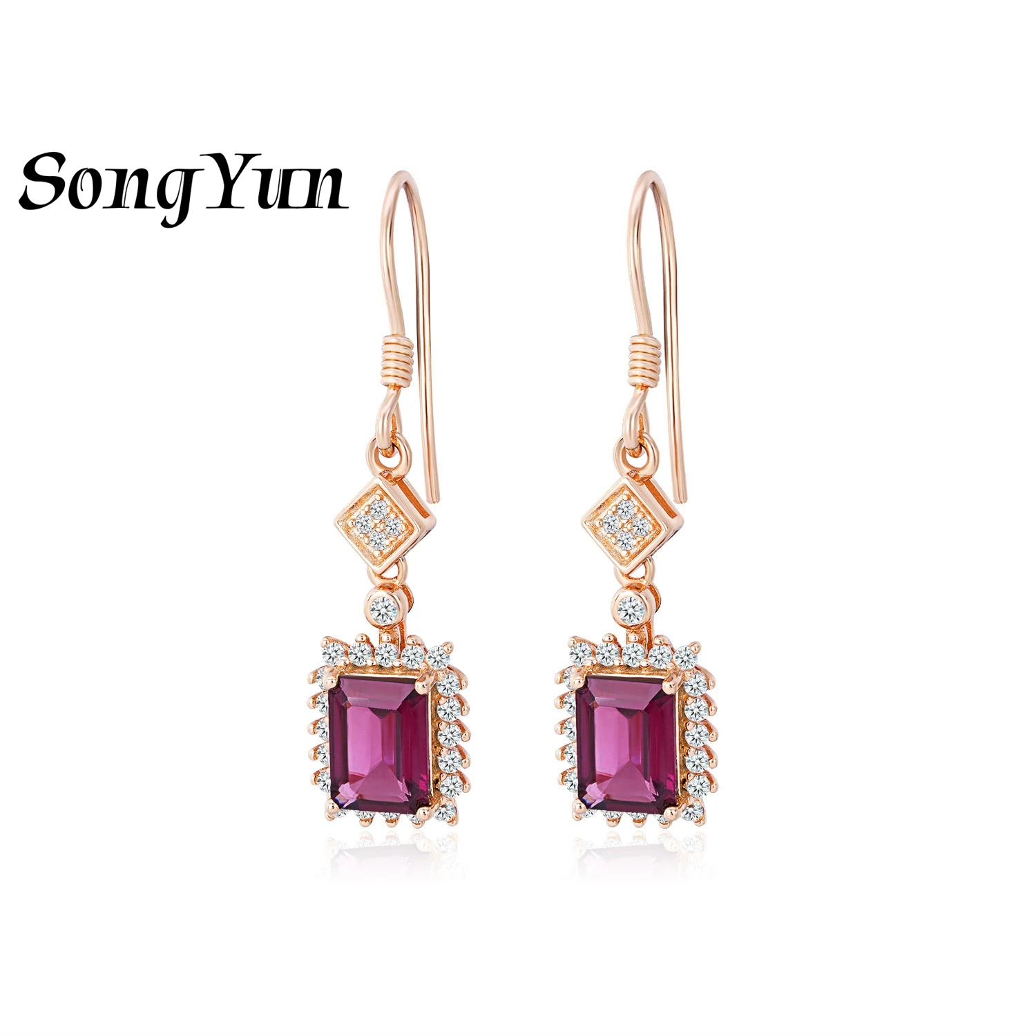 

SONGYUN Jewelry 925 Sterling Silver Stud Earrings Dangle HCD Gemstones Christmas Gift Statement Jewelry Women Earring Fine Jewel