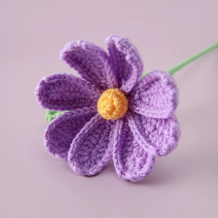 Finished Knitted  Flower Creative Handmade Galsang Flowers Bouquet  Cute Crochet Flower Friends Mothers Gift Home Decor