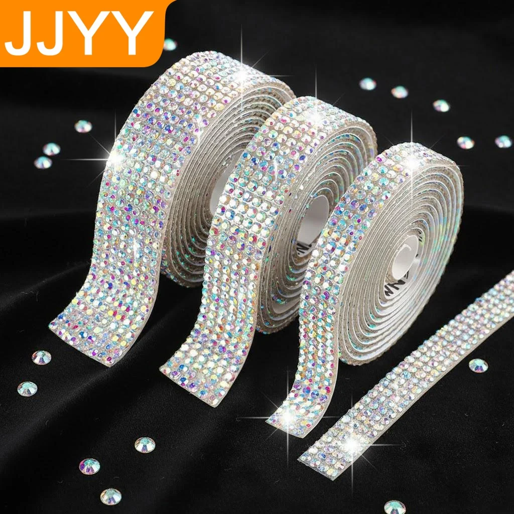 Selbstklebende Strass-Aufkleber 4/8/10/14 Reihen DIY Handwerk Dekorative Diamant-Sticker für Scrapbooking