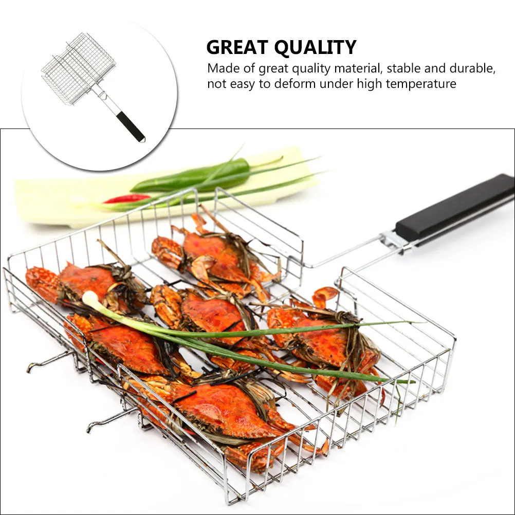 

Stainless Steel Grill Grilling Net Barbecue Clip Picnic BBQ Rack Mini Portable Iron Plating Tool Dad