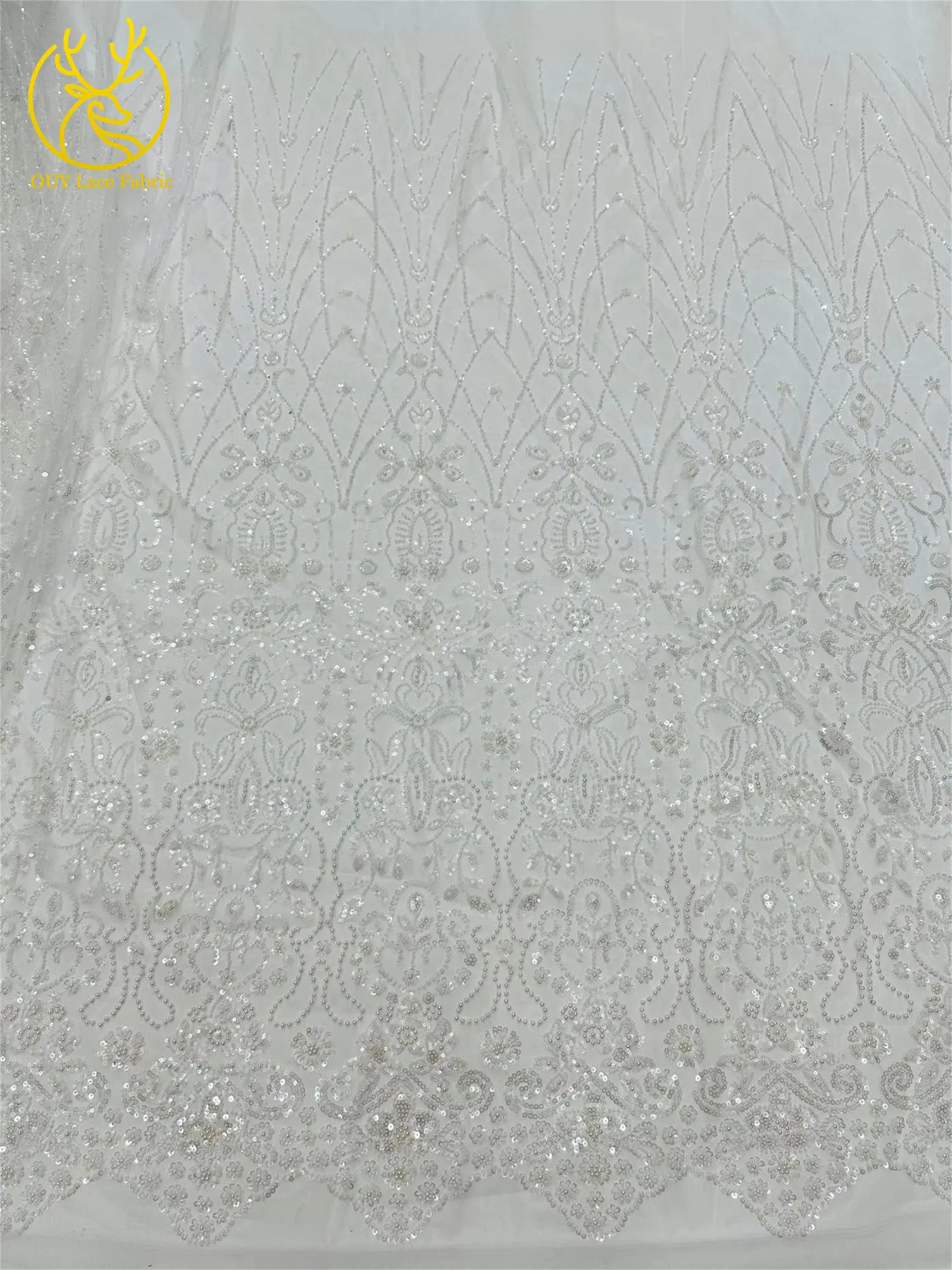 5 Yards meistverkaufter afrikanischer Pailletten-Spitzenstoff, hochwertige Mode, nigerianischer Perlen-Tüll-Spitzenstoff, Nähen von Partykleidern – Detail 9