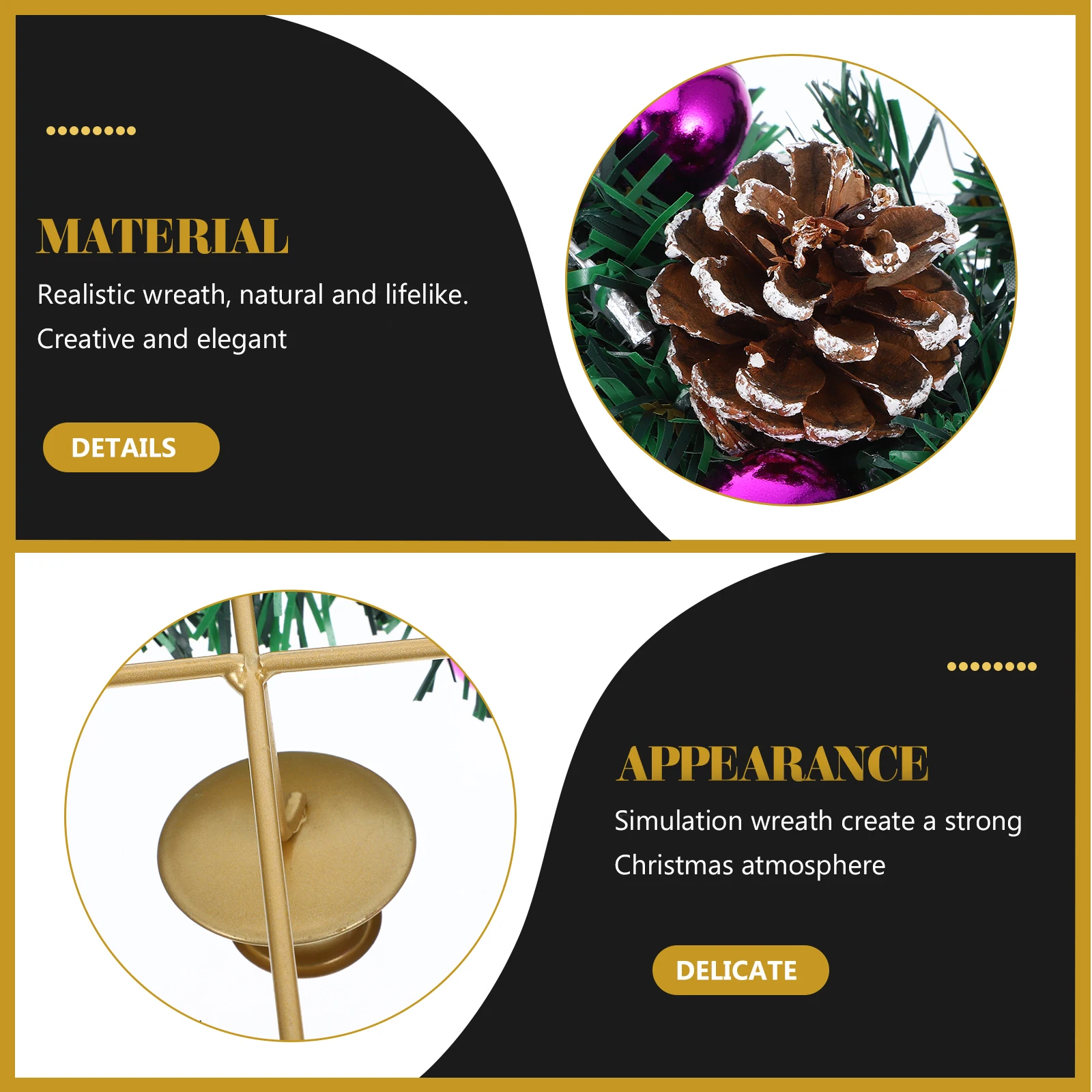 

Rustic Christmas Advent Wreath Stand with 5 Insertions Glittery Berries Pine Cones Xmas Table Decoration Candlelight