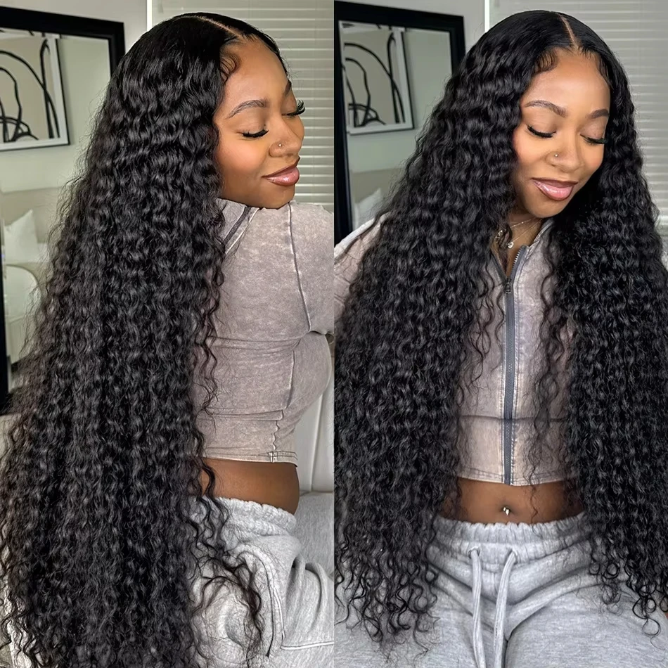 

250% Curly 13x4 Deep Water Wave Lace Front Wigs Brazilian Human Hair 13x6 HD Lace Frontal Closure Wig 40 42 Inch Wig PrePlucked
