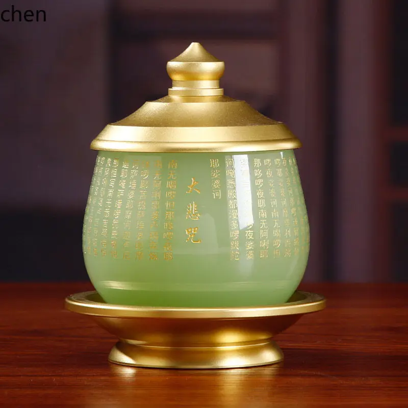 Cz water offering  shrine offering cup - holy water cup - crystal jade guanyin water purification cup  home worship ornament