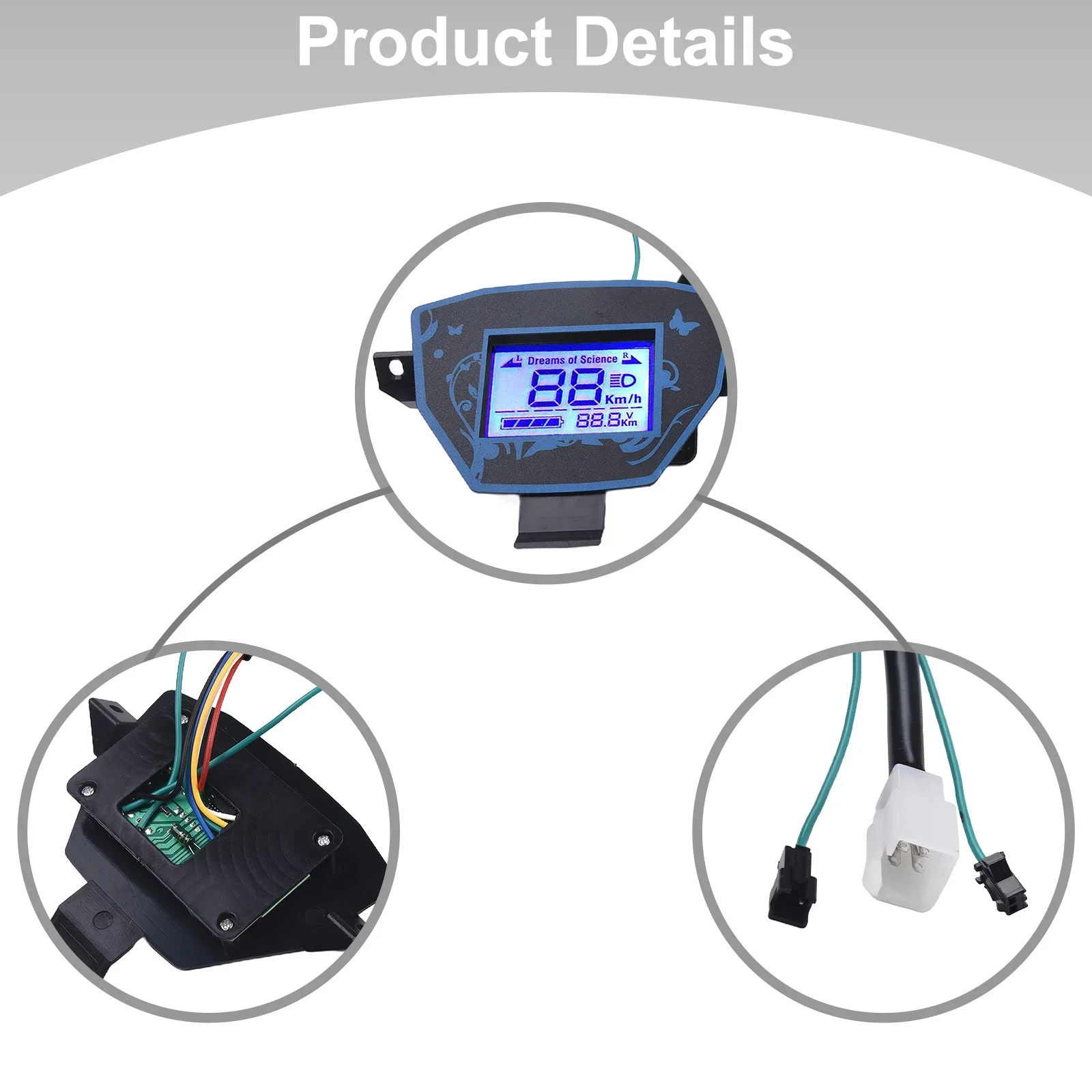 

Ebike Scooter Vehicle LCD Display Motor Speedmeter Screen Electric Bike 48-72V E-Bike Motorcycle Controls Panels Display