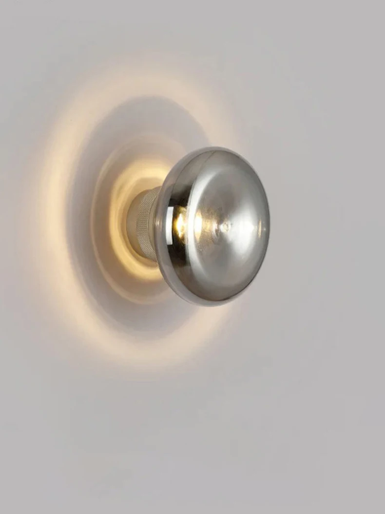 Grey Glass LED Wall Lamp Gold Aluminium Mini Light