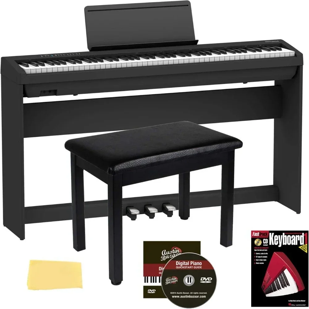 88-Key Digital Piano Black Bundle with KSC-70 Stand,KPD-70 Three Pedal Unit, Bench, Instructional DVD,and Polishing Cloth