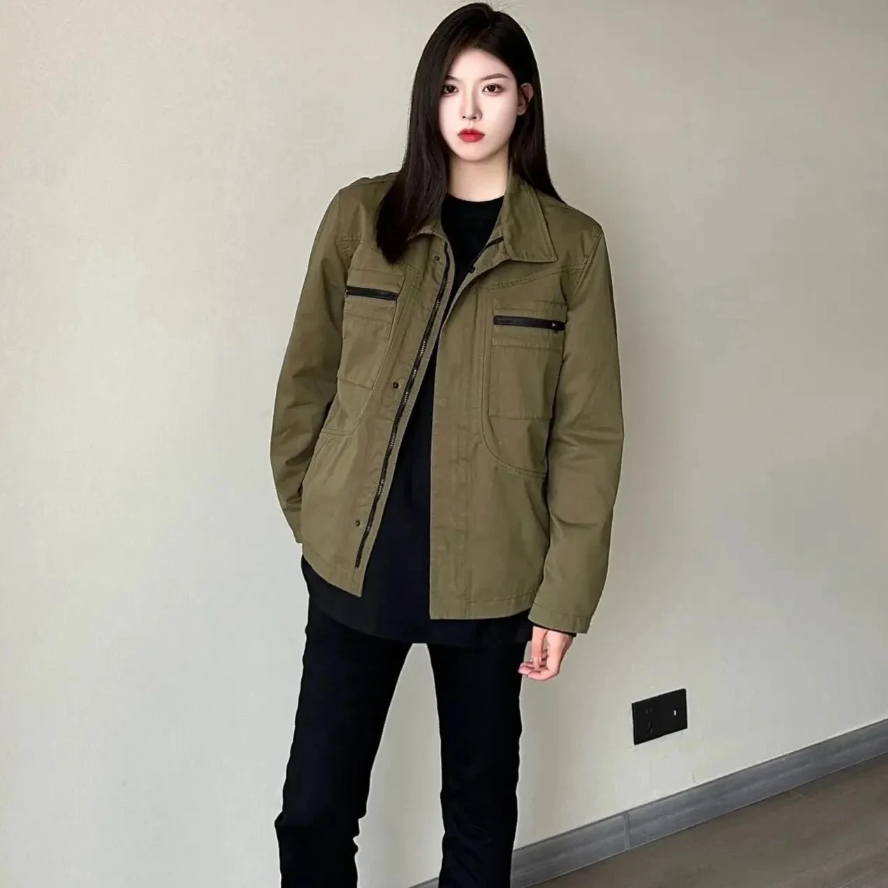 2025 American Retro Distressed Pleated Cleanfit Workwear Jacket For Men and Women, Spring And Autumn New Vintage Casual Jacket