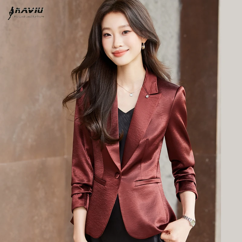 

NAVIU 2026 New Spring Women Formal Blazer Long Sleeve Single Button Blazer Jacket Coat Female Office Ladies Work Outwear