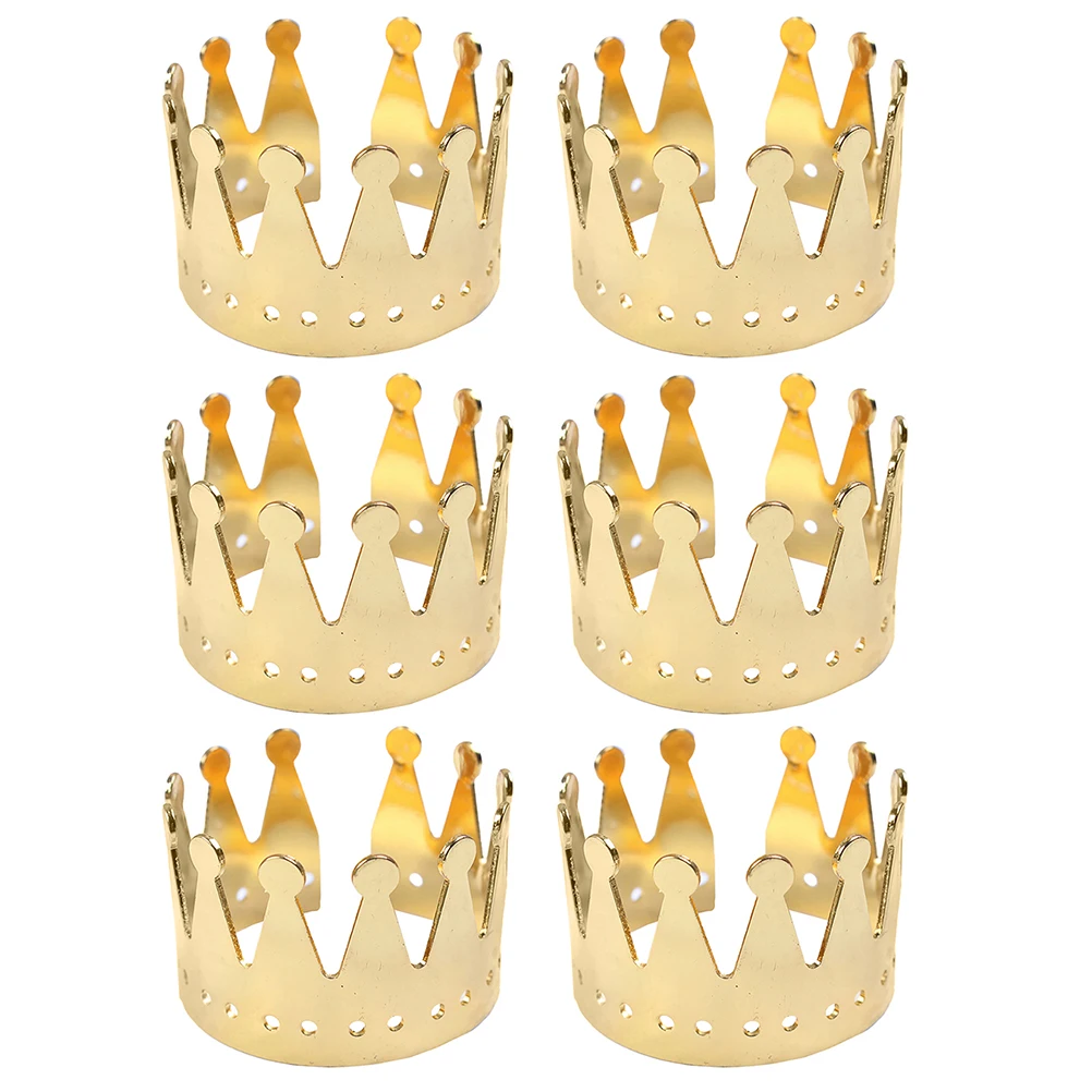 

6 Pcs Napkin Ring Buckle Crown Napkins Rings Holders Metal Gold Golden Alloy Serviette