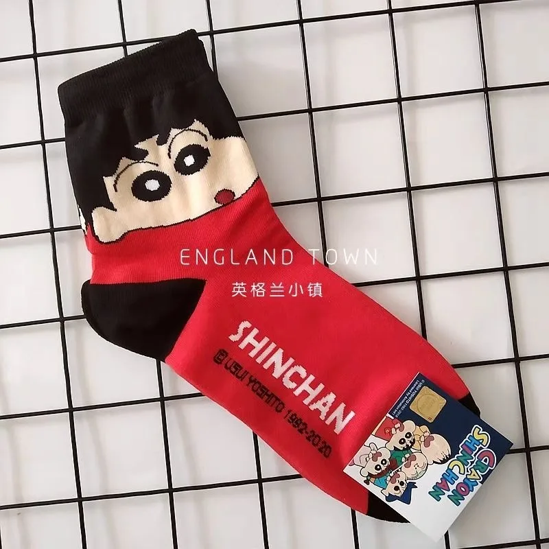 Crayon Shin Chan Kawaii Anime Women's Socks Mid Tube Autumn and Winter Sports Anime Cartoon Cute Long Tube Socks Toys for Kids