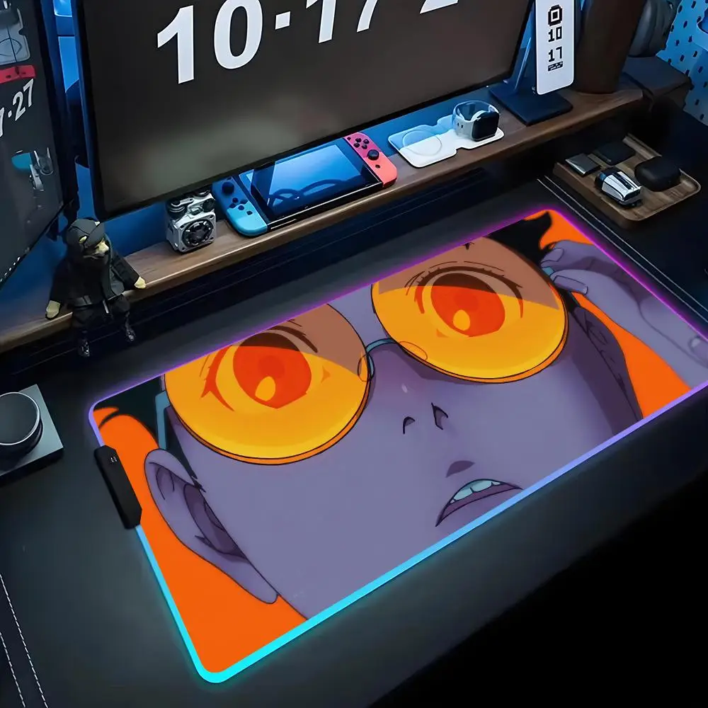 

anime dan da dan Mouse Pad RGB Gaming Mousepad Big LED Pad PC Desk Mat Luminous Mouse Pad Large Keyboard Mats Table Rug With