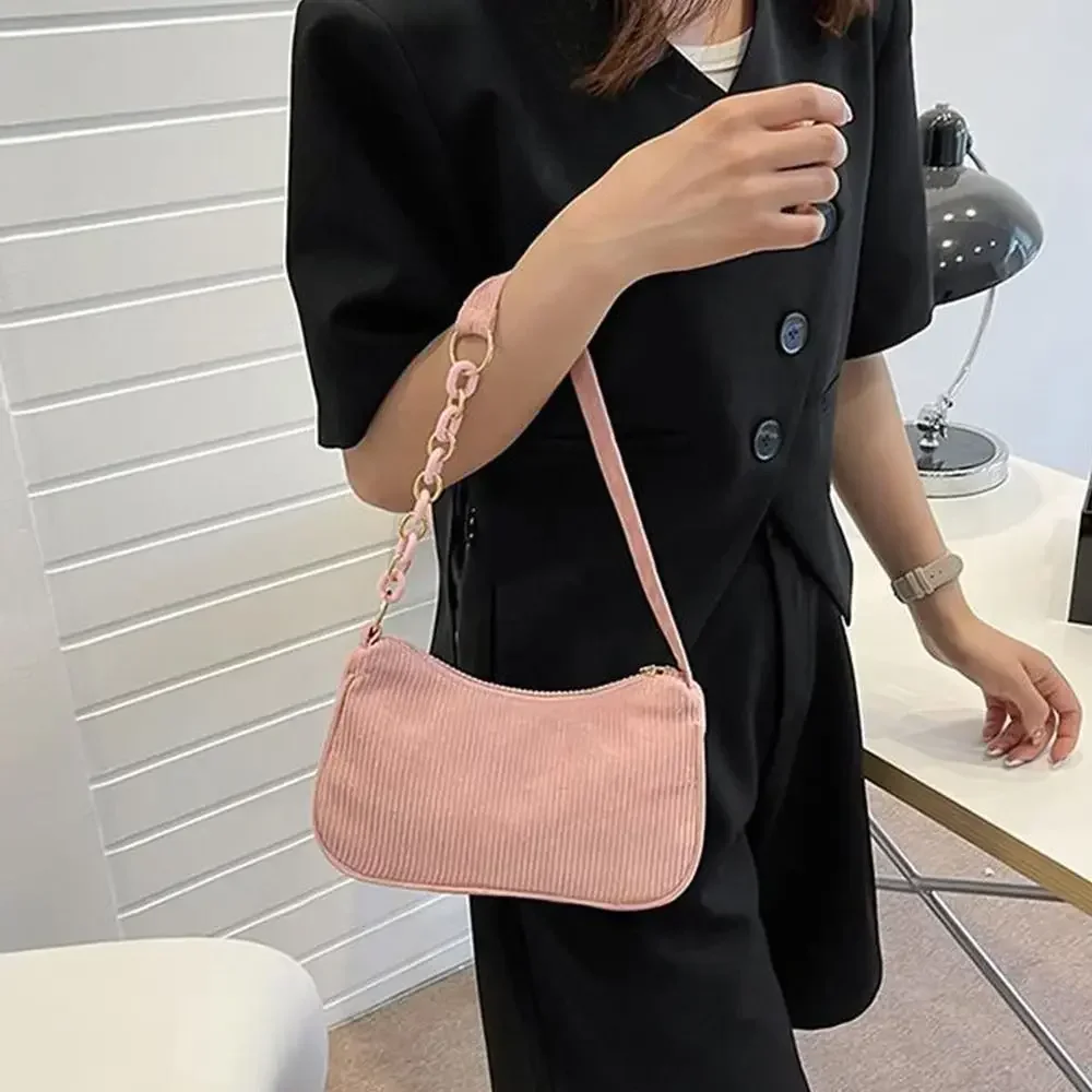 

Women Autumn Winter Corduroy Underarm Bag Zipper Shoulder Small Bags Female Soft Casual Clutch Handbag Handbag