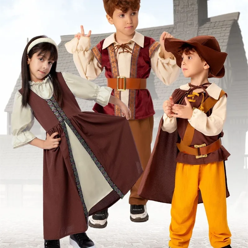 

Halloween Costume Children's Medieval Retro Party Outfit Brave Knight for Girls Stage Performance Court Lady Elegant Dress