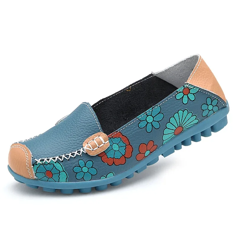

Ladies' Large Size Flat Shoes, 100% Genuine Leather Shoes, Fashionable And Casual Vulcanized Shoes Loafers Women’S Shoes