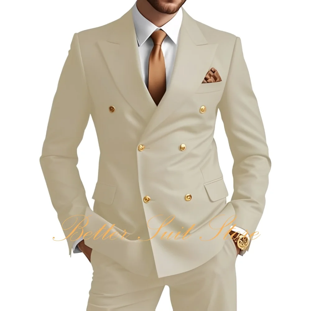 بدلة رجالية رسمية 2 قطعة سليم صالح مزدوجة الصدر السترة فستان أطفال مع سروال داخلي بلون العريس سهرة ل بدل رجالي الزفاف