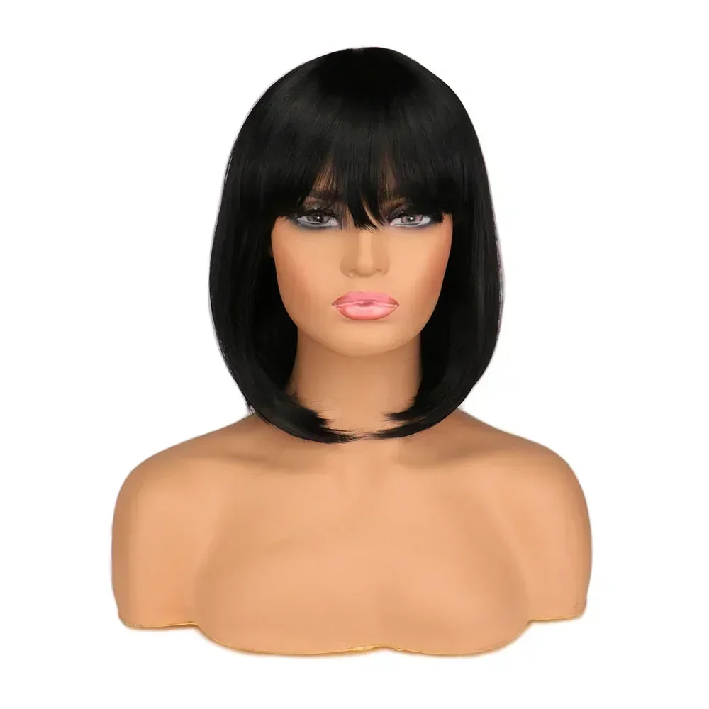 SuQ-peluca corta sintética para mujer, pelo Natural negro y marrón, resistente al calor, para uso diario, fiesta de Cotume