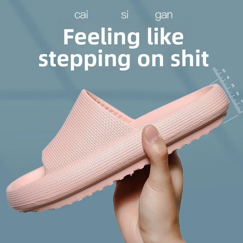 Home-use men's and women's thick-soled couple's household quiet-sounding bathroom slip-on shoes with a feces-sensing feature view 6