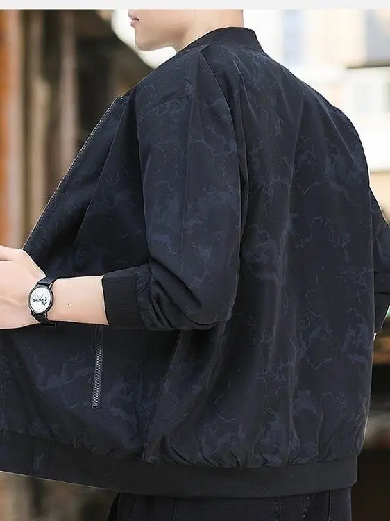 

Мужская куртка с бейсбольным воротником, универсальная, для повседневной носки, весна-осень, из ткани Оксфорд, на молнии, приталенный крой