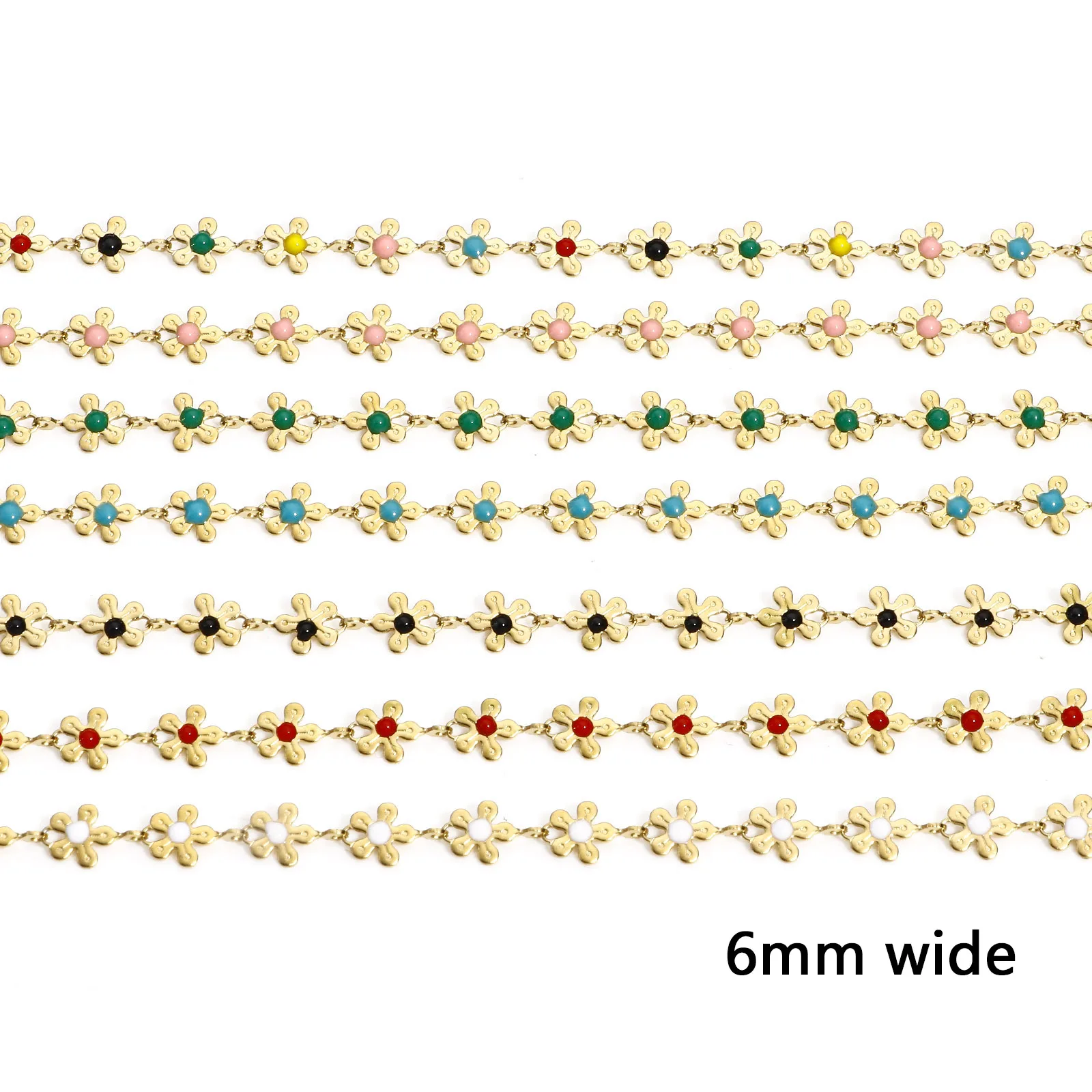 1 M 304 Stainless Steel Handmade Link Chain For Handmade DIY Jewelry Making Findings Flower Gold Color Chain 6mm