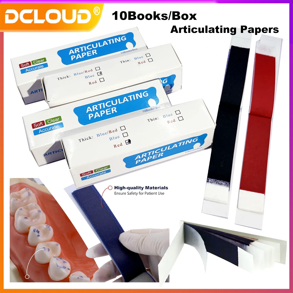 Dental Articulating Paper 200 Sheets Dentistry Lab Strips Products Double-sided Bite Strips Oral Teeth Care Whitening Materials