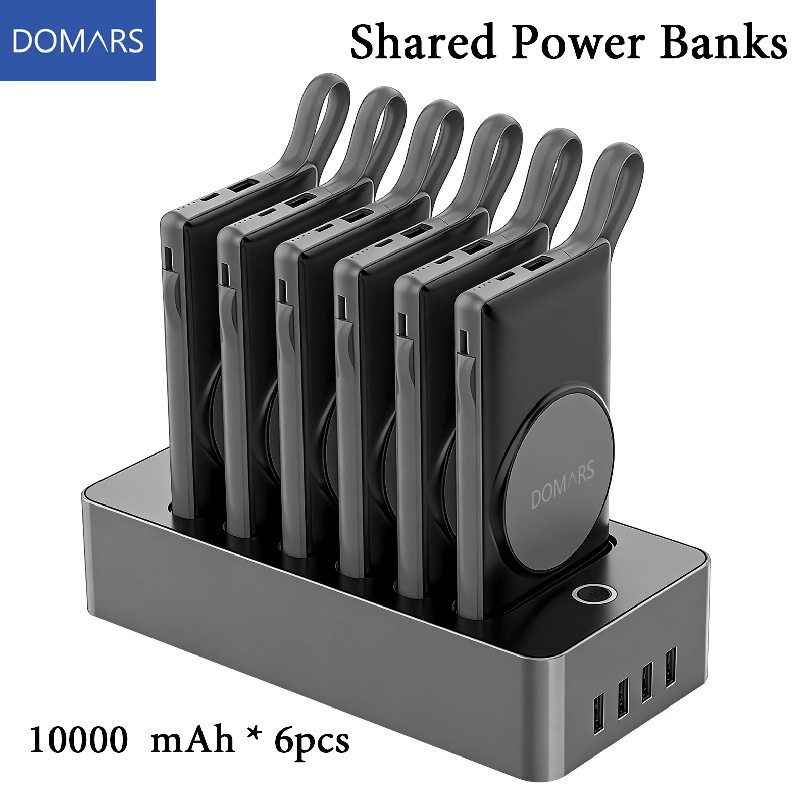 

Domars 6pcs 10000mAh Power Bank Set Magnetic Shared Power Bank Super Fast Charging Portable Mobile Battery Suitable for Cafes
