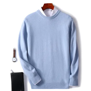 Autumn Winter Men Cashmere Sweater O-neck Soft Warm Pullovers Male Loose Knitted Shirt Korean men's winter blouse 2