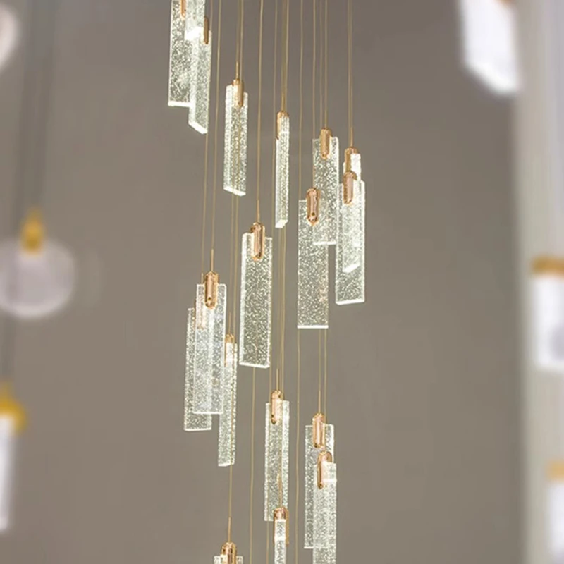 Imagem -04 - Modern Crystal Chandelier For Home Decoration Stair Pendant Lamp Living Room Pendant Lights Iluminação Interior