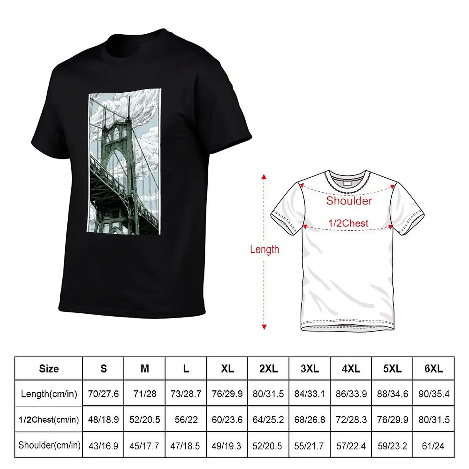 St. Johns Bridge T-Shirt aesthetic clothes cute tops anime anime tshirt men t shirts