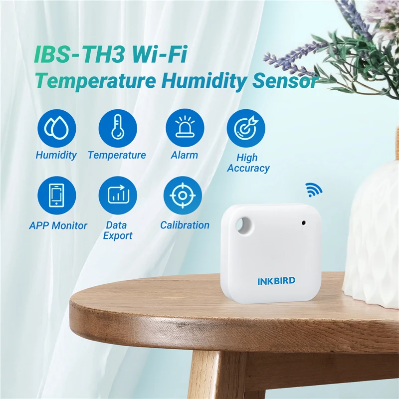 INKBIRD IBS-TH3 WiFi Temperature Humidity Sensor Smart Life Backlight Hygrometer Thermometer Sensor with Alarms Home Assistant