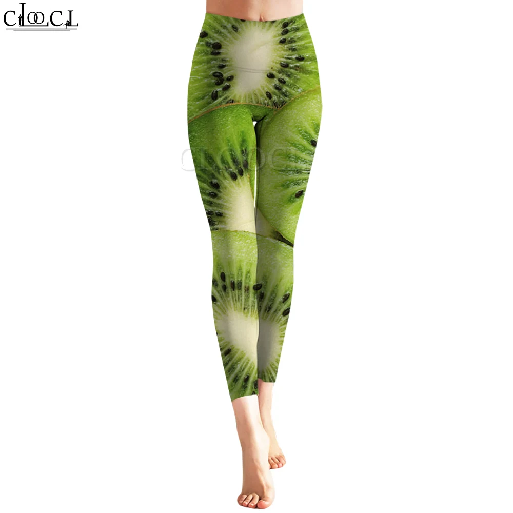 CLOOCL-Leggings informales a la moda para mujer, pantalones con estampado 3D de rodajas de Kiwi deliciosas, mallas sin costuras para entrenamiento de gimnasio