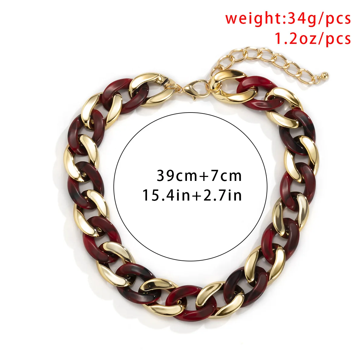 Acrylic Long Chain Necklaces Colorful Resin Chain Plastic Chain Choker Pendants Necklaces Female Vintage Jewelry