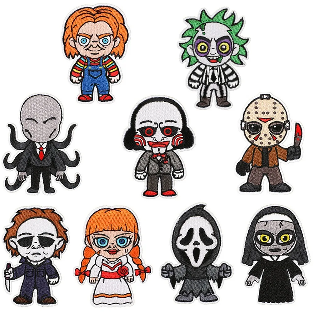 Horror Movie Cartoon Chucky Doll Embroidered Patch on Clothes Anime Fusible Patches Sticker Garment Jacket Tshirt Pants DIY Gift