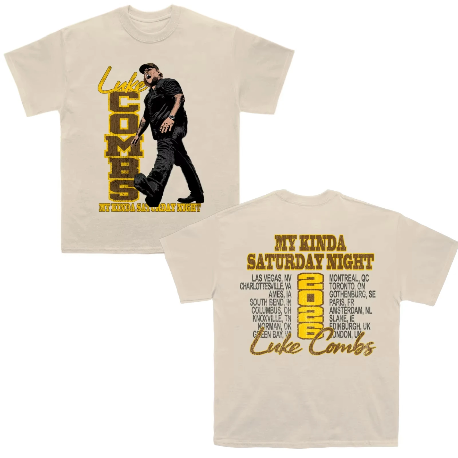 2026 New Luke Combs TOUR My Kinda Saturday Night Men's Clothing T-Shirt Cotton Short Sleeve Fans Gift Y2k Popular Summer T Shirt