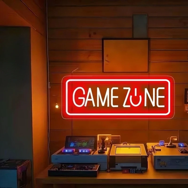 

GAME ZONE Neon Sign-LED Gaming Room Wall Decor,Dimmable LED Neon Light for Streaming Setup,Man Cave,USB Powered LED Night Light