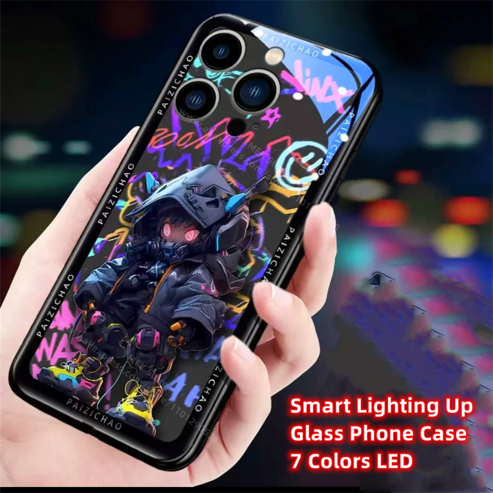 Graffiti Assassin Pattern Luminous Phone Case LED Light Cover For Samsung S24 S23 S22 S21 S20 FE Note 10 20 Plus Ultra A54 A14