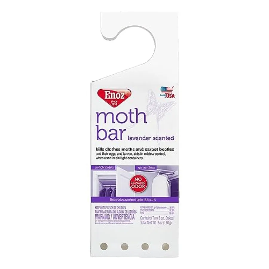 عبوة من 6 أونصة معطرة باللافندر من Moth Bar لحماية الأقمشة الطبيعية في خزائن وخزائن عطر وتأثير طويل الأمد