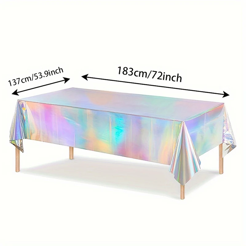 

1pc, Laser Rainbow Theme Party Tablecloth, Disposable Tablecloth Decoration Supplies, wedding，Birthday supplies, festival gift