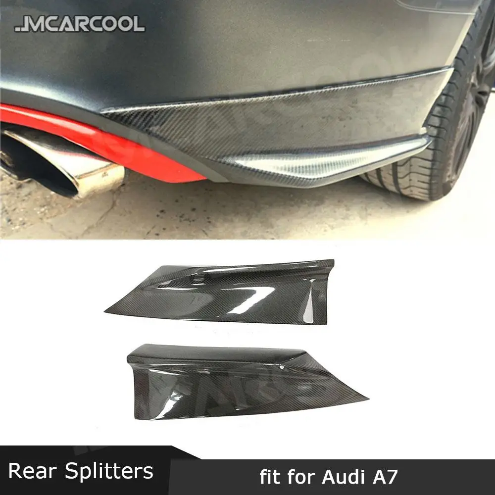 

JMCARCOOL Carbon Fiber Rear Lip Splitters Trim Cover Aprons Spoiler for Audi A7 S7 RS7 2013-2016 Bumper Side Guard Car Styling